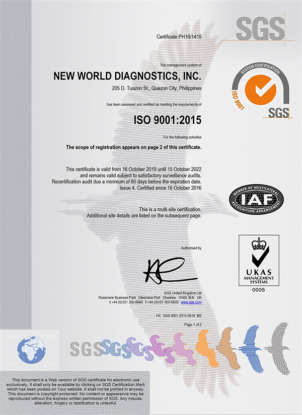 ISO 9001 2015 Certificate (Page 1)